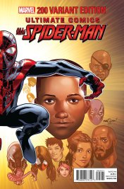 Cover to "Ultimate Spider-Man 200" from Marvel. Cover art by Mark Bagley, Drew Gennessy, Justin Ponsor, and David Marquez.